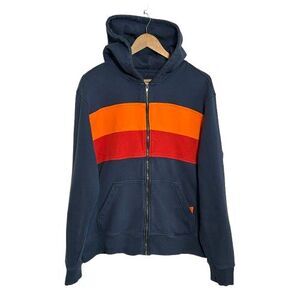 California Cowboy Hoodie Men's L Farallon Navy PCH Full Zip Heavy Back Pocket